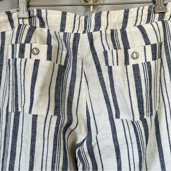 NWT Michael Stars Vertical Stripe Linen Wide Leg Pant Ivory & Chambray S 4/6 - Picture 6 of 14